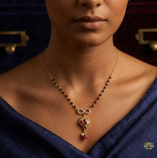 18kt Gold jadau Infinity Bond Mangalsutra