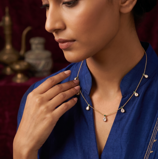 18kt Gold Polki Charm Chain