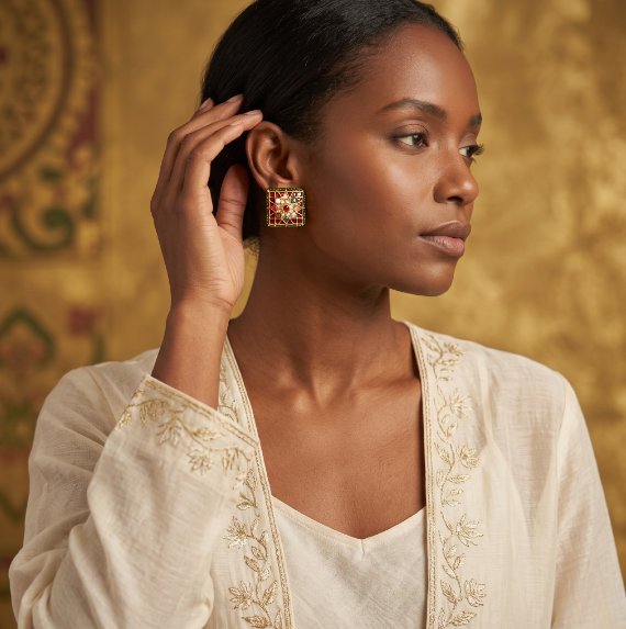 18k Gold Polkik Stud Earrings