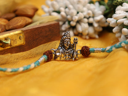 92.5 Silver Shivji Rudraksha Rakhi