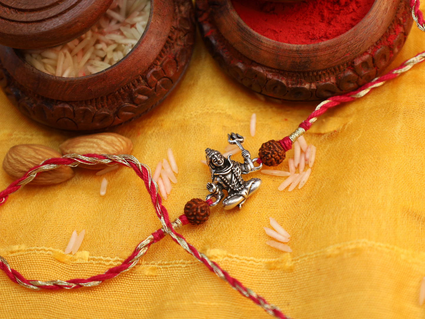 92.5 Silver Shivji Rudraksha Rakhi