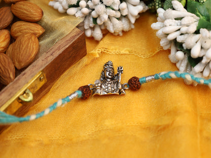 92.5 Silver Shivji Rudraksha Rakhi